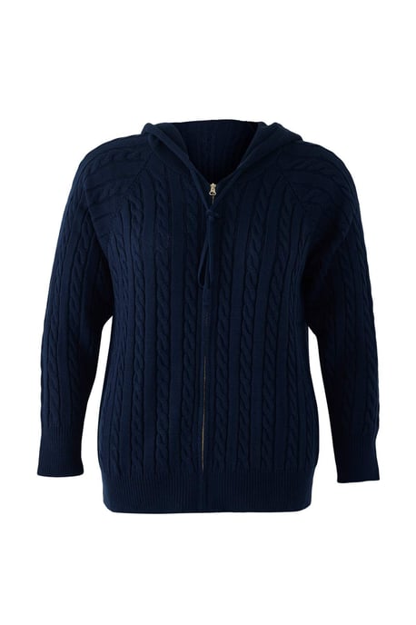 Trendyol Curve Dam Mörkblå Flätstickat Lång Regular fit Plus size Koftor - Image 4
