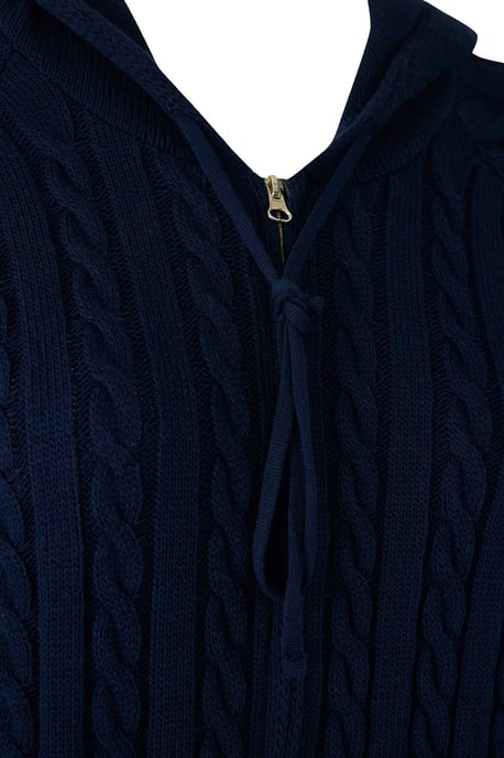 Trendyol Curve Dam Mörkblå Flätstickat Lång Regular fit Plus size Koftor - Image 5