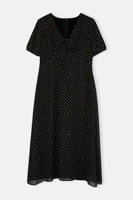 Trendyol Curve Dam Svart Prickig Maxi Kort Casual A-linje Plus size Klänning - Image 3