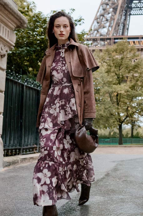 Trendyol Modest Dames Paars Geometrisch patroon Maxi Lang Casual Skater Modest Jurken - Image 5