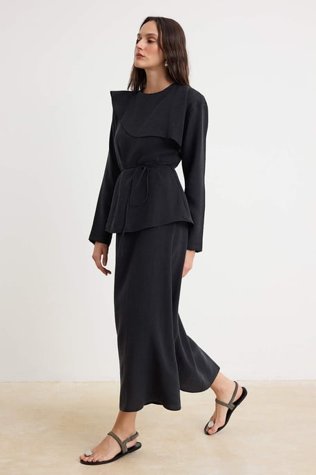 Trendyol Modest Dames Zwart Effen Maxi Lang Casual Skater Modest Jurken - Image 5