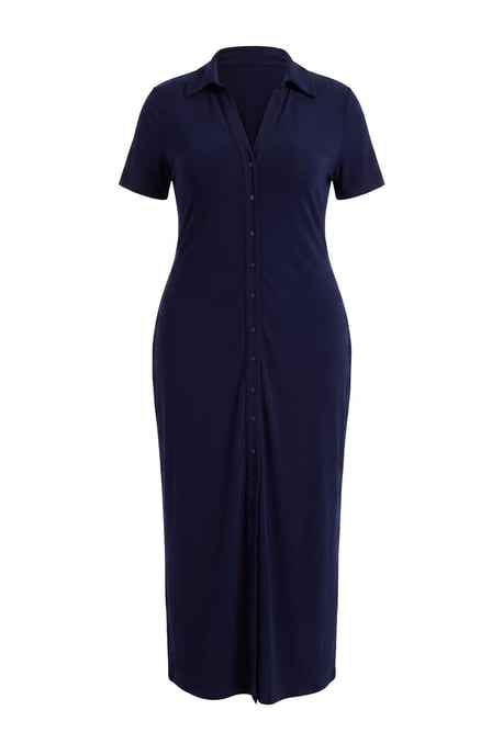 Trendyol Curve Dam Mörkblå Enfärgad Maxi Kort Rak Plus size Klänning - Image 4