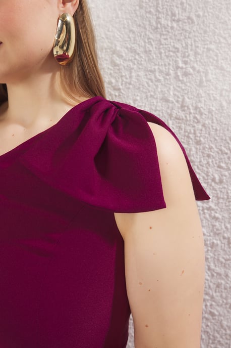 Trendyol Curve Dam Lila Enfärgad Maxi Ärmlös Elegant/Kväll Bodycon Plus size Klänning - Image 2