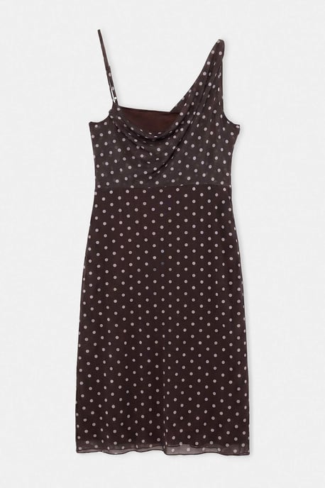 Trendyol Curve Dam Brun Prickig Maxi Ärmlös A-linje Plus size Klänning - Image 3
