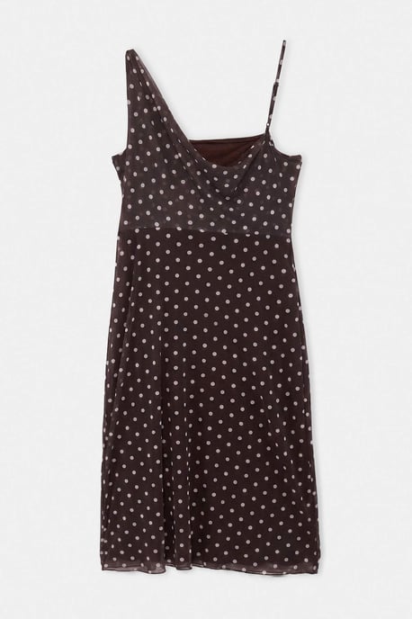 Trendyol Curve Dam Brun Prickig Maxi Ärmlös A-linje Plus size Klänning - Image 5