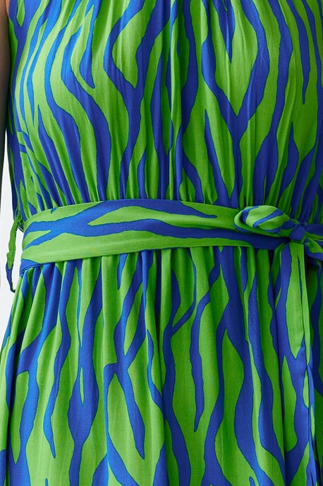 TRENDYOLMİLLA Dames Blauw Dierenprint Maxi Mouwloos Avond / Dagelijks Recht Jurken - Image 4
