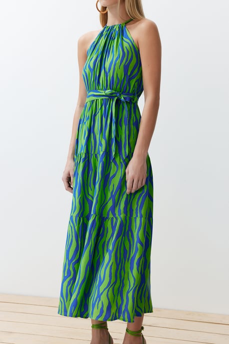 TRENDYOLMİLLA Dames Blauw Dierenprint Maxi Mouwloos Avond / Dagelijks Recht Jurken - Image 5