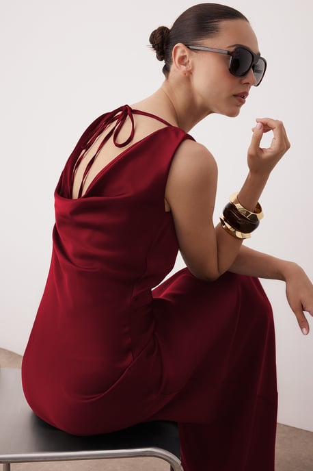 TRENDYOLMİLLA Dam Röd Enfärgad Maxi Ärmlös Elegant/Kväll A-linje Klänningar - Image 5