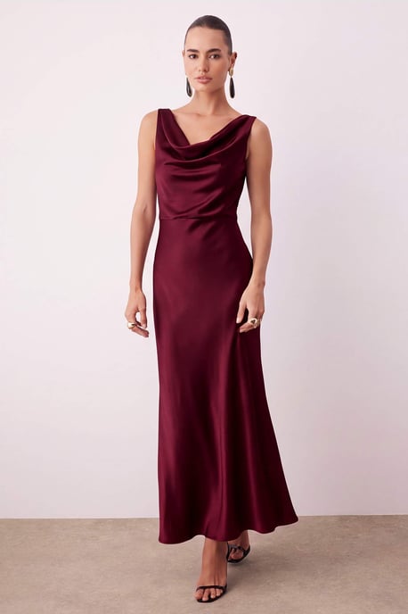 TRENDYOLMİLLA Dam Röd Enfärgad Maxi Ärmlös Elegant/Kväll A-linje Klänningar - Image 6