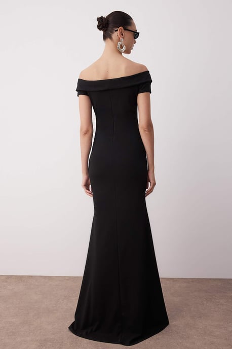 TRENDYOLMİLLA Dames Zwart Effen Maxi Kort Stijlvol/Avond Zeemeermin Avond & Gala Jurk - Image 3