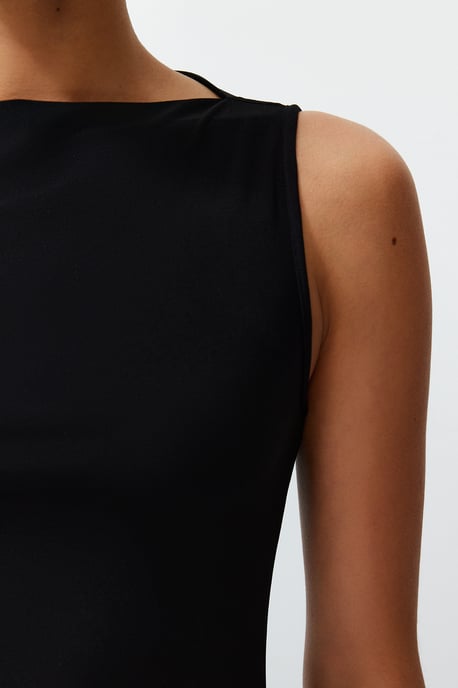 TRENDYOLMİLLA Dames Zwart Effen Maxi Mouwloos Avond / Dagelijks Bodycon Jurken - Image 4