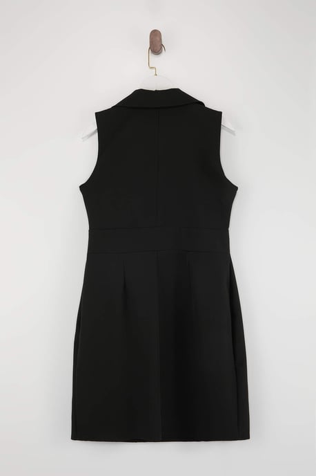 Trendyol Curve Dam Svart Enfärgad Maxi Ärmlös Business A-linje Plus size Klänning - Image 5