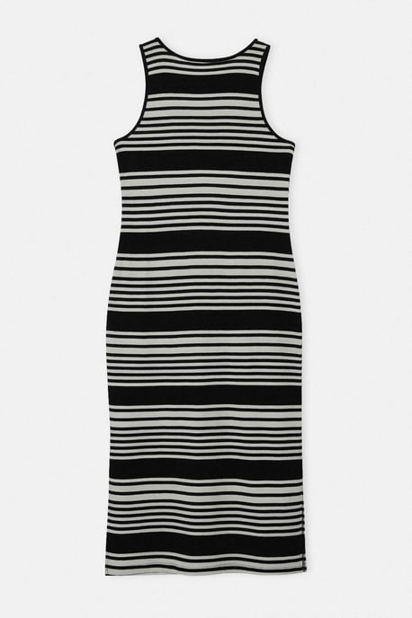 Trendyol Curve Dam Svart Randig Maxi Ärmlös Casual Rak Plus size Klänning - Image 5