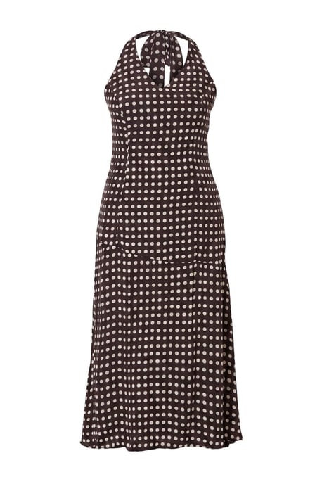 Trendyol Curve Dam Brun Prickig Maxi Ärmlös A-linje Plus size Klänning - Image 3