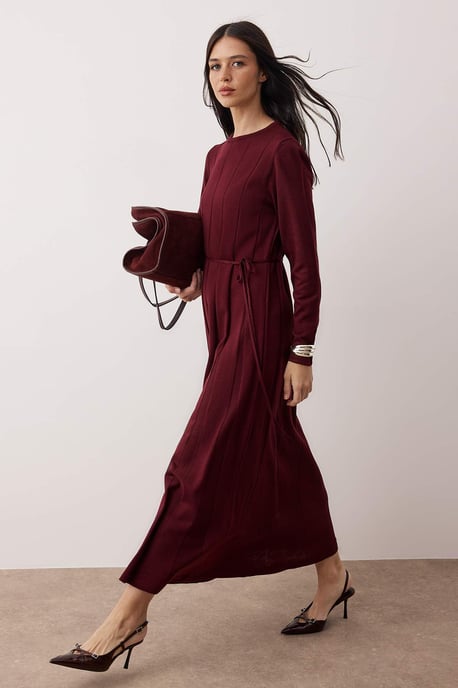 Trendyol Modest Dames Paars Effen Maxi Lang Casual A-lijn Modest Jurken - Image 1