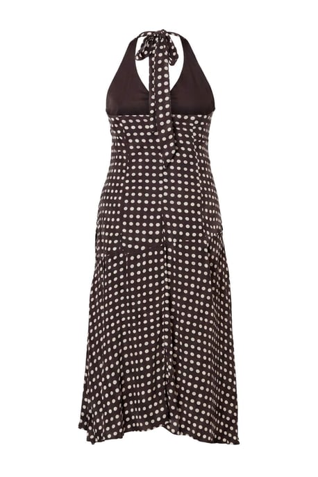 Trendyol Curve Dam Brun Prickig Maxi Ärmlös A-linje Plus size Klänning - Image 5