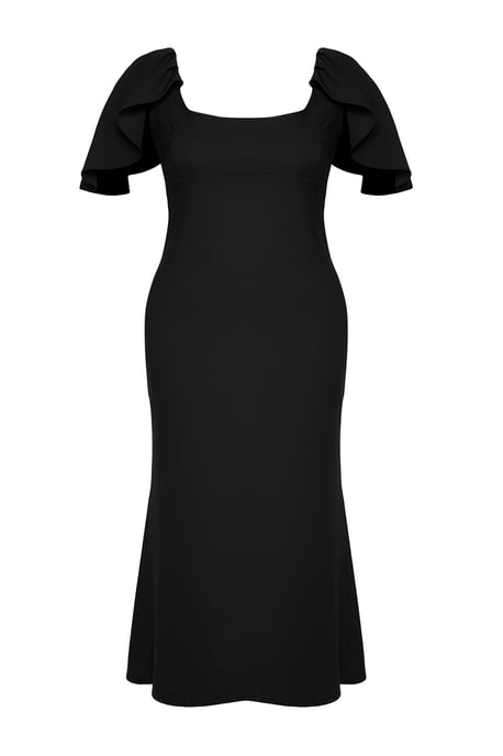 Trendyol Curve Dam Svart Enfärgad Maxi Kort Elegant/Kväll A-linje Plus size Klänning - Image 5