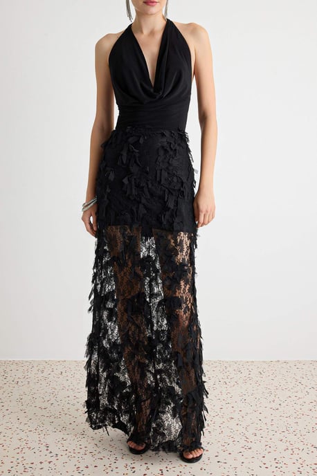 TRENDYOLMİLLA Dames Zwart Effen Maxi Mouwloos Recht Avond & Gala Jurk - Image 3
