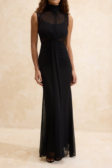 TRENDYOLMİLLA Women's Black Plain Maxi Sleeveless Graduation / Prom Mermaid Evening & Prom Dress - Image 2