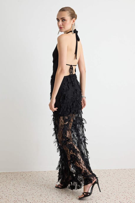 TRENDYOLMİLLA Dames Zwart Effen Maxi Mouwloos Recht Avond & Gala Jurk - Image 5
