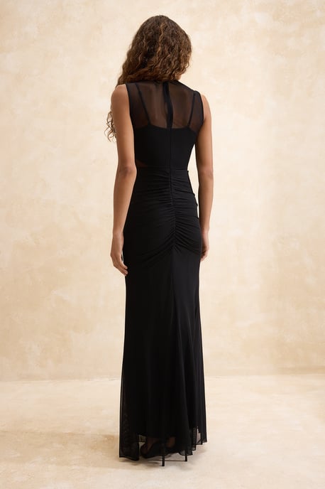 TRENDYOLMİLLA Women's Black Plain Maxi Sleeveless Graduation / Prom Mermaid Evening & Prom Dress - Image 3