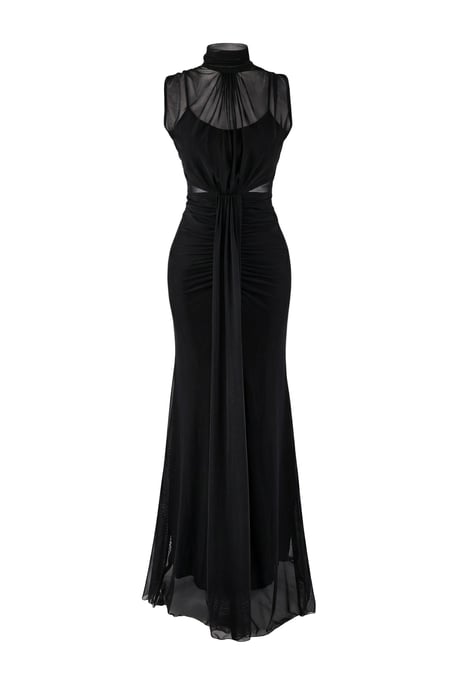 TRENDYOLMİLLA Women's Black Plain Maxi Sleeveless Graduation / Prom Mermaid Evening & Prom Dress - Image 4