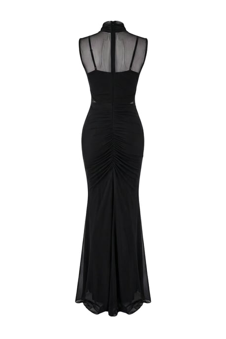 TRENDYOLMİLLA Women's Black Plain Maxi Sleeveless Graduation / Prom Mermaid Evening & Prom Dress - Image 5