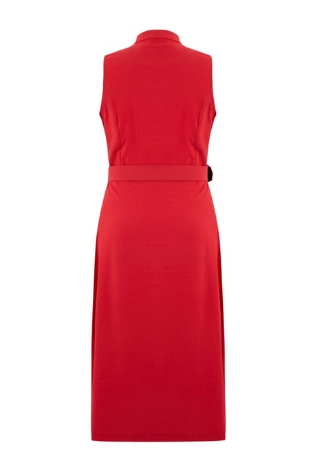 Trendyol Curve Dam Röd Enfärgad Maxi Ärmlös Casual Skjortklänning Plus size Klänning - Image 4