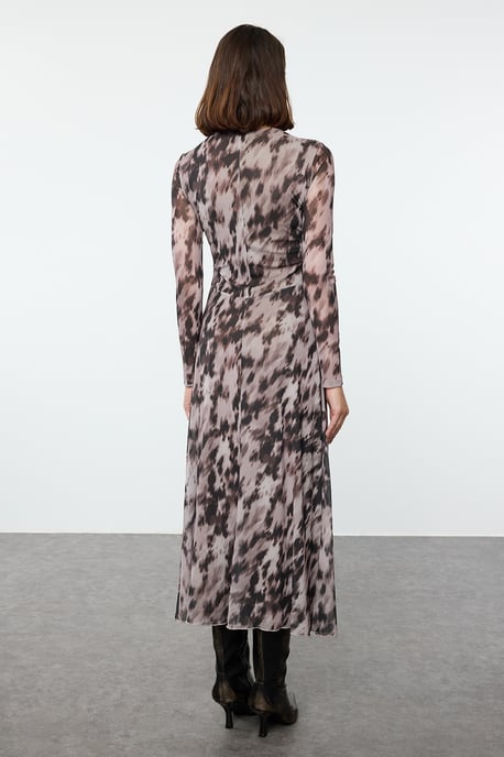 TRENDYOLMİLLA Dames Bruin Bloemen Maxi Lang Casual A-lijn Jurken - Image 4