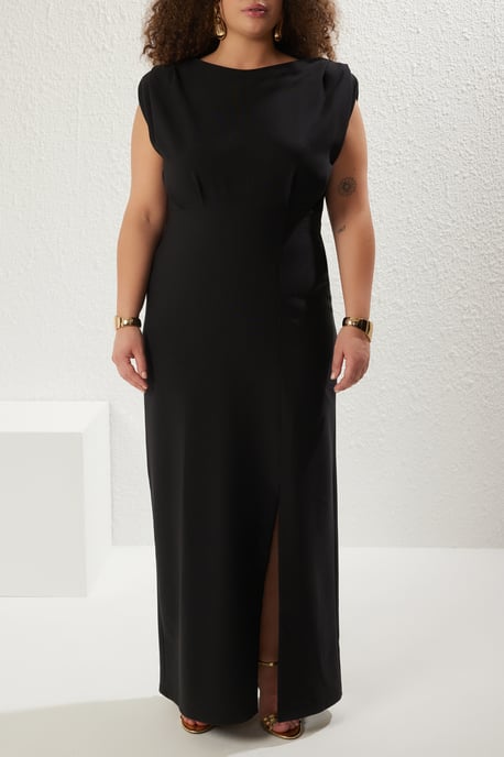 Trendyol Curve Dam Svart Enfärgad Maxi Lång Elegant/Kväll A-linje Plus size Klänning - Image 2