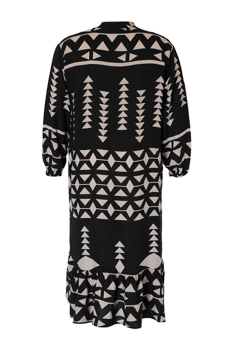 Trendyol Curve Dam Svart Geometriskt mönster Maxi Lång Casual Skjortklänning Plus size Klänning - Image 5