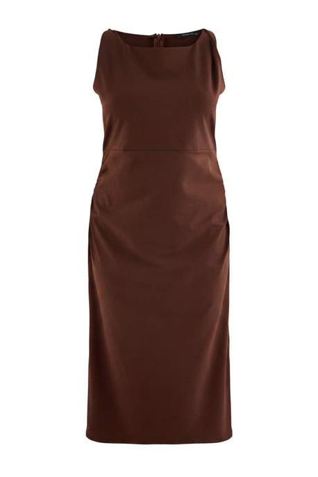 Trendyol Curve Dam Brun Enfärgad Maxi Ärmlös Bodycon Plus size Klänning - Image 4