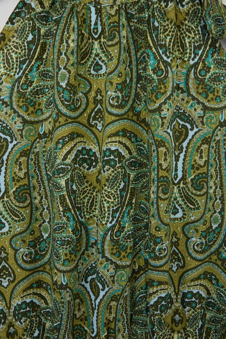Trendyol Curve Dam Grön Paisley Maxi Ärmlös Casual A-linje Plus size Klänning - Image 5