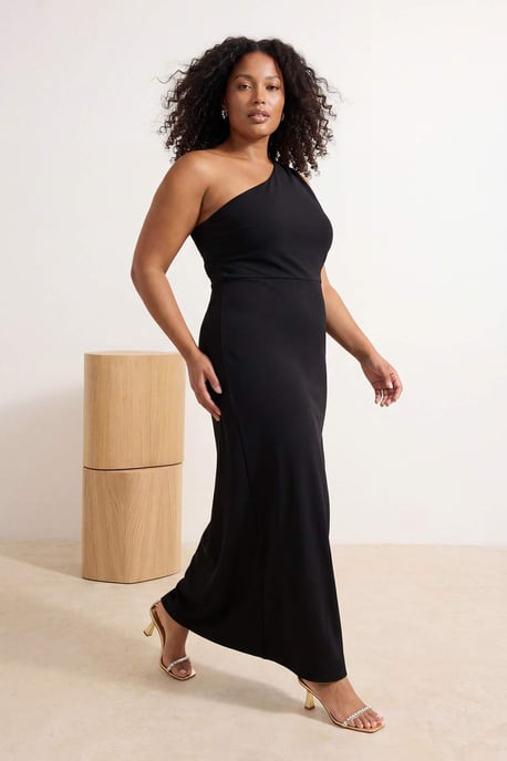 Trendyol Curve Dam Svart Enfärgad Maxi Ärmlös Examen / Bal Rak Plus size Klänning - Image 2