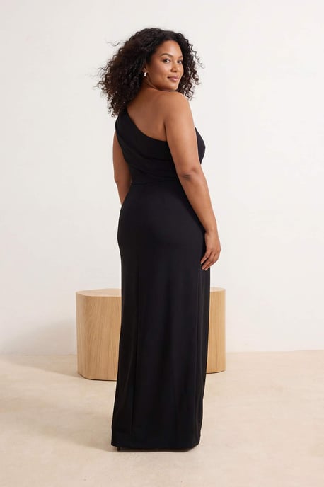 Trendyol Curve Dam Svart Enfärgad Maxi Ärmlös Examen / Bal Rak Plus size Klänning - Image 3