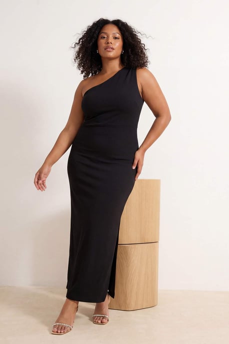 Trendyol Curve Dam Svart Enfärgad Maxi Ärmlös Examen / Bal Rak Plus size Klänning - Image 6