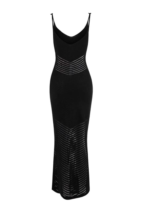 TRENDYOLMİLLA Dames Zwart Ajour Maxi Kort Strandkleding Jurken - Image 5
