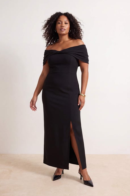 Trendyol Curve Dam Svart Enfärgad Maxi Ärmlös Examen / Bal Bodycon Plus size Klänning - Image 2