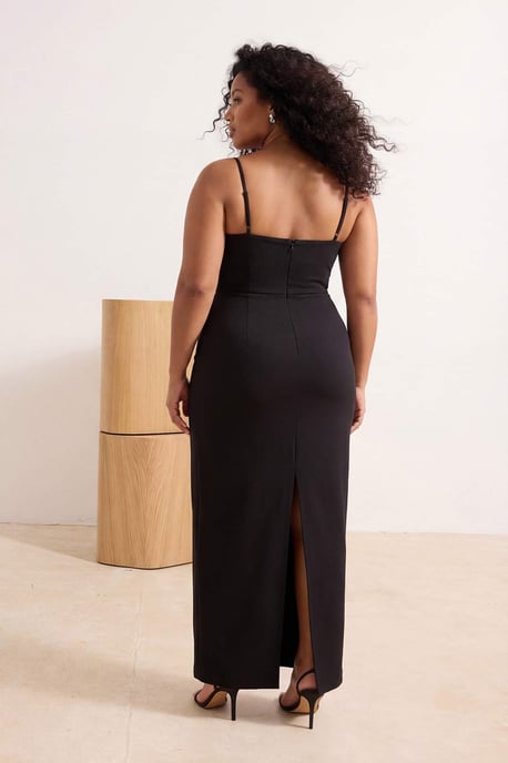 Trendyol Curve Dam Svart Enfärgad Maxi Ärmlös Examen / Bal A-linje Plus size Klänning - Image 2
