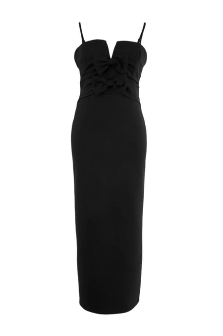 Trendyol Curve Dam Svart Enfärgad Maxi Ärmlös Examen / Bal A-linje Plus size Klänning - Image 3