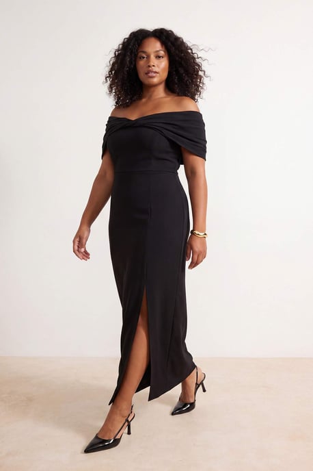 Trendyol Curve Dam Svart Enfärgad Maxi Ärmlös Examen / Bal Bodycon Plus size Klänning - Image 6