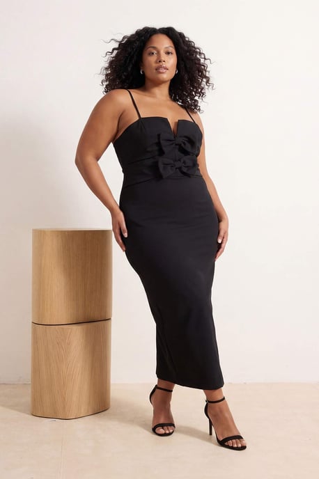 Trendyol Curve Dam Svart Enfärgad Maxi Ärmlös Examen / Bal A-linje Plus size Klänning - Image 6
