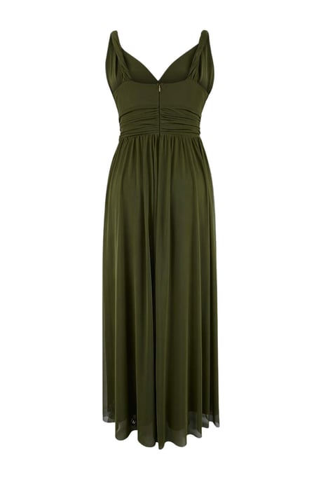 Trendyol Curve Dam Grön Enfärgad Maxi Ärmlös Examen / Bal A-linje Plus size Klänning - Image 5
