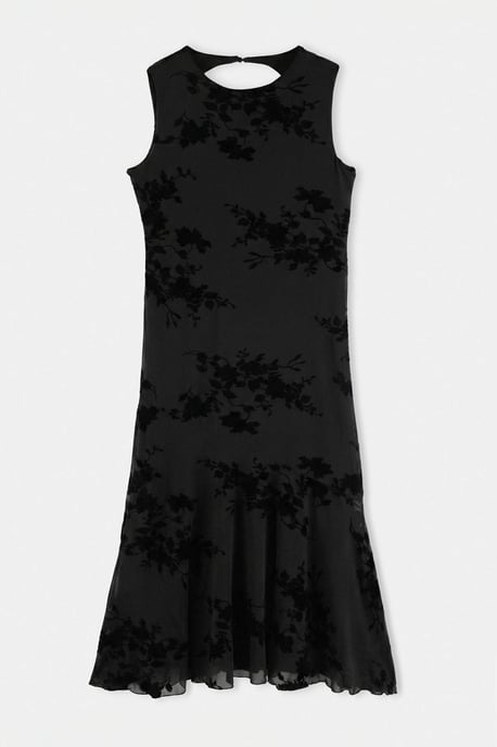 Trendyol Curve Dam Svart Blommig Maxi Ärmlös A-linje Plus size Klänning - Image 3