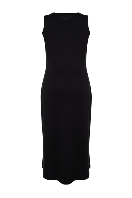 Trendyol Curve Dam Svart Enfärgad Maxi Ärmlös Casual Rak Plus size Klänning - Image 5