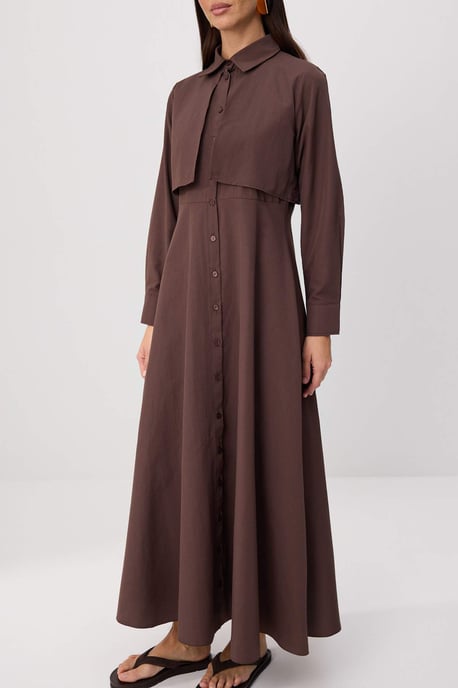 Trendyol Modest Women's Brown Plain Maxi Long Skater Modest Dresses - Image 2