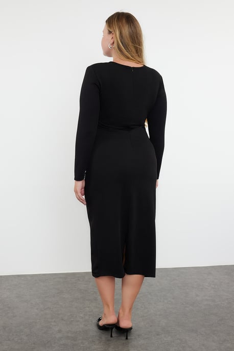 Trendyol Curve Dames Zwart Effen Maxi Lang Casual Recht Grote maten Jurk - Image 4