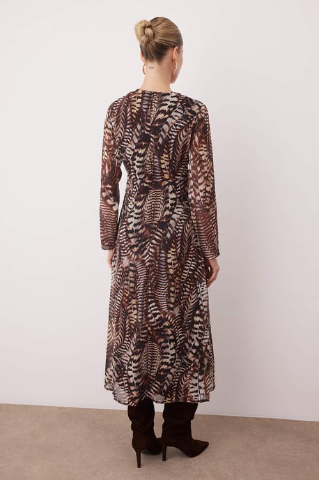 TRENDYOLMİLLA Dames Bruin Paisley Maxi Lang Avond / Dagelijks A-lijn Jurken - Image 3