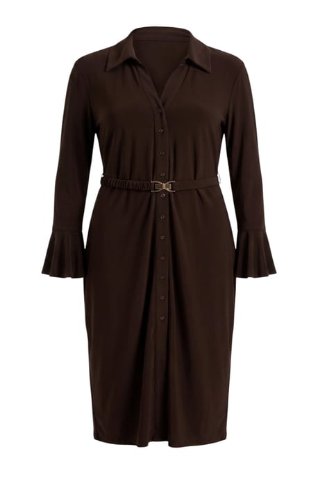 Trendyol Curve Dam Brun Enfärgad Maxi Lång Rak Plus size Klänning - Image 5