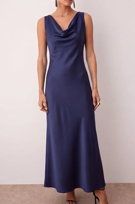 TRENDYOLMİLLA Dames Donkerblauw Effen Maxi Mouwloos Stijlvol/Avond A-lijn Jurken - Image 2